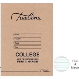 TREELINE College Exercise Book A4 Feint & Margin 72 pg