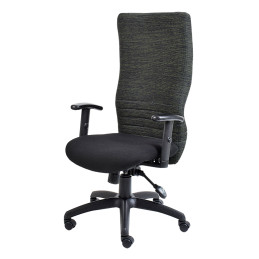 Nikki High Back Chair with Y400 arms City Black Seat and Platinum Black