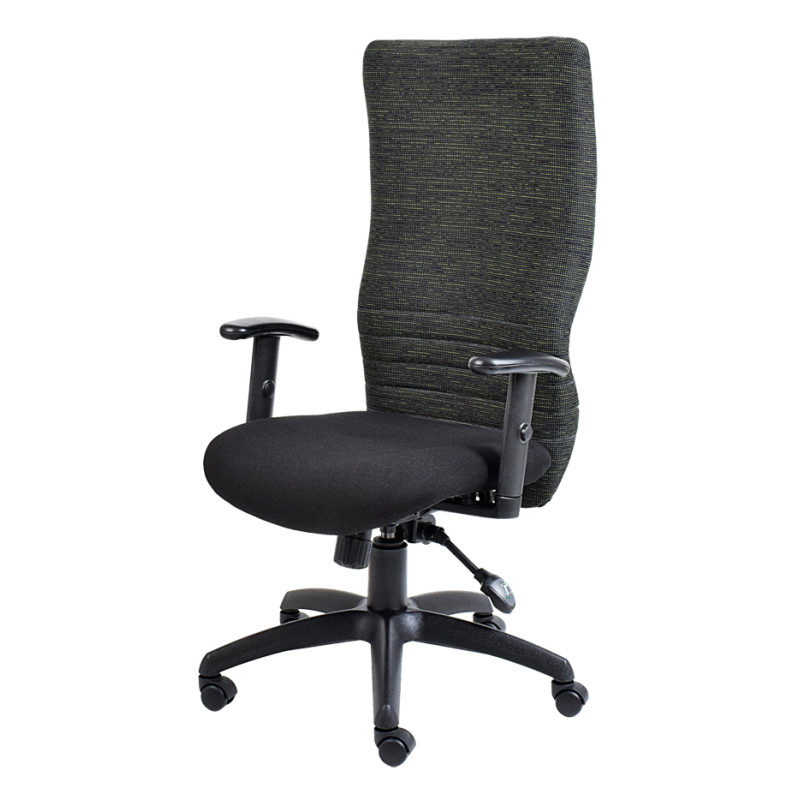 Nikki High Back Chair with Y400 arms City Black Seat and Platinum Black