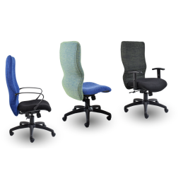 Nikki High Back Chair with Y400 arms City Black Seat and Platinum Black