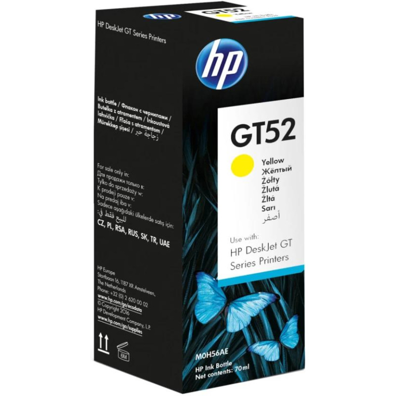 HP GT52 Yellow Original Ink Bottle,~8,000 pages