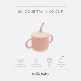 Echo Baby Silicone Training Cup with Straw - Rose