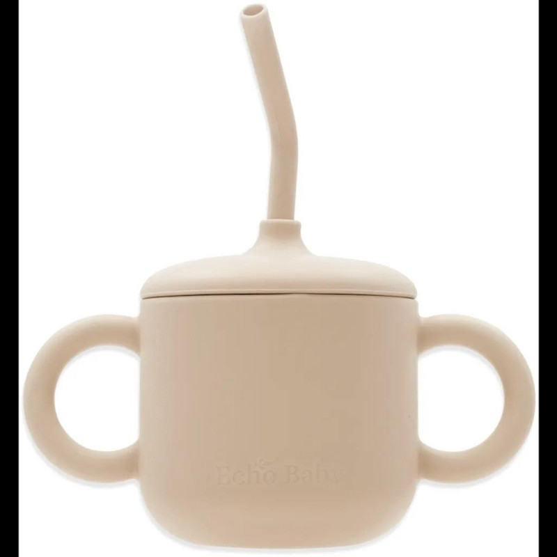 Echo Baby Silicone Training Cup with Straw - Ivory
