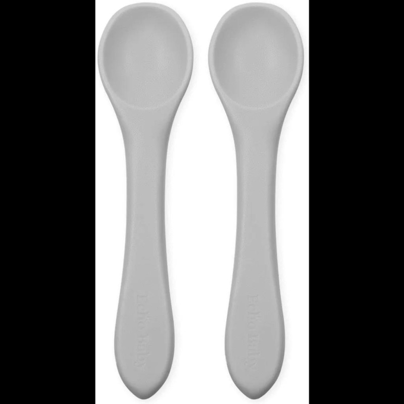 Echo Baby Silicone Feeding Spoons 2-Pack - Stone
