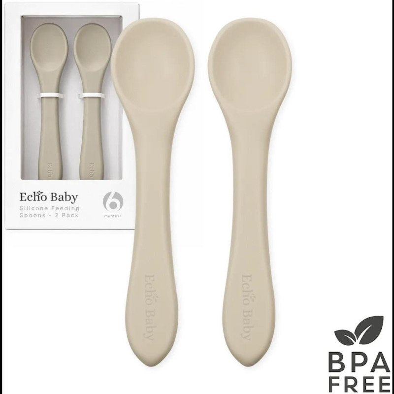 Echo Baby Silicone Feeding Spoons 2-Pack - Ivory