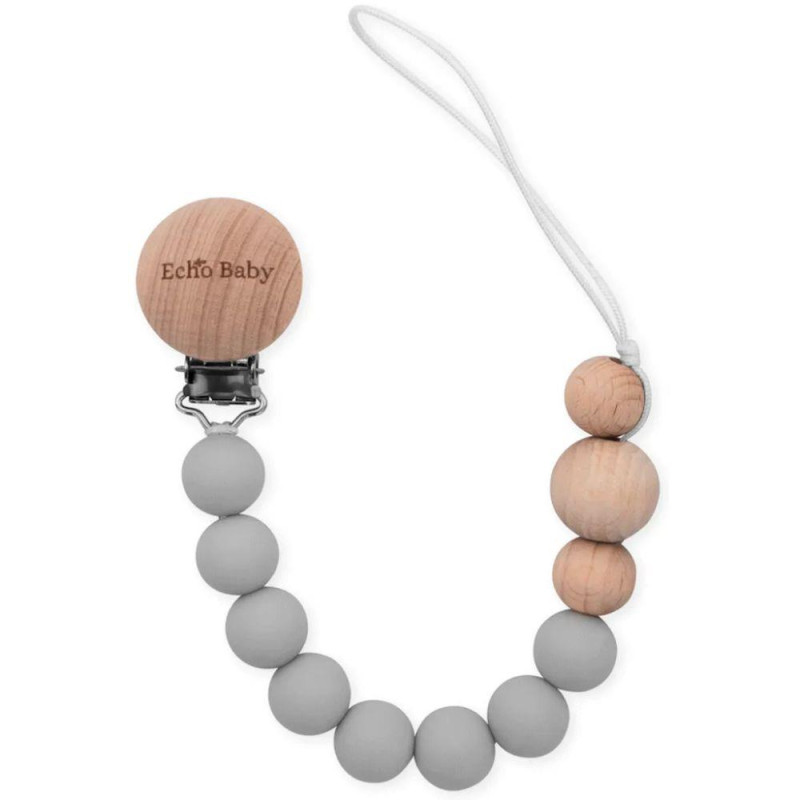 Echo Baby Silicone Dummy Clip - Stone