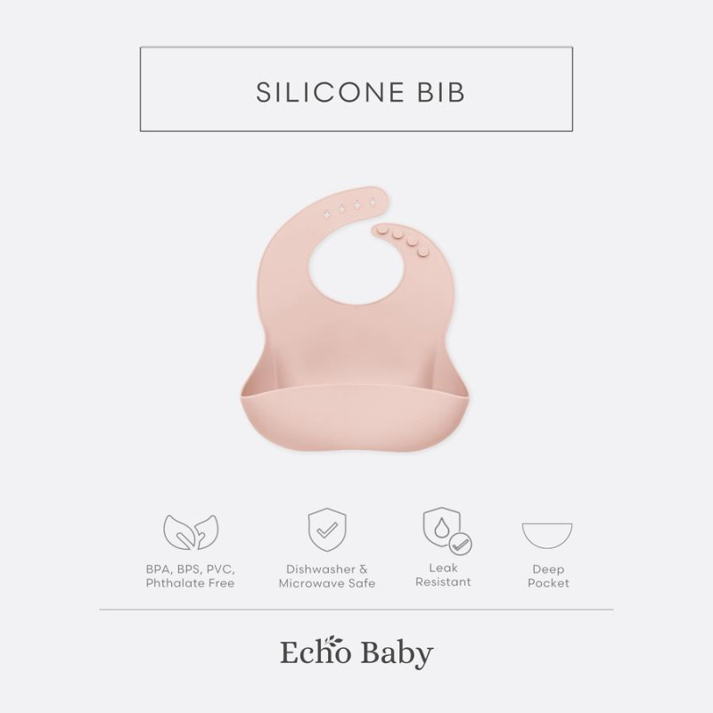 Echo Baby Silicone Bucket Bib - Rose