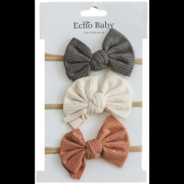 Echo Baby Bow Headbands - Set of 3 (Bone, white, pink)