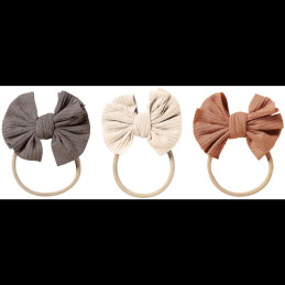 Echo Baby Bow Headbands - Set of 3 (Bone, white, pink)