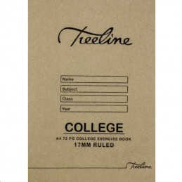 Treeline College A4 72pg exercise book ruled 17mm