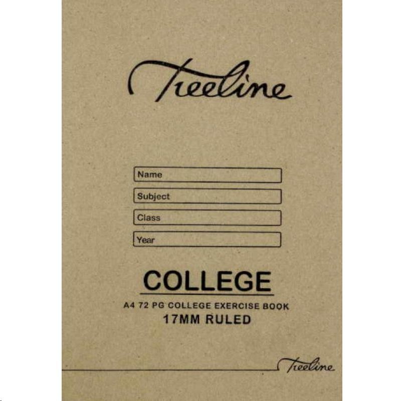 Treeline College A4 72pg exercise book ruled 17mm